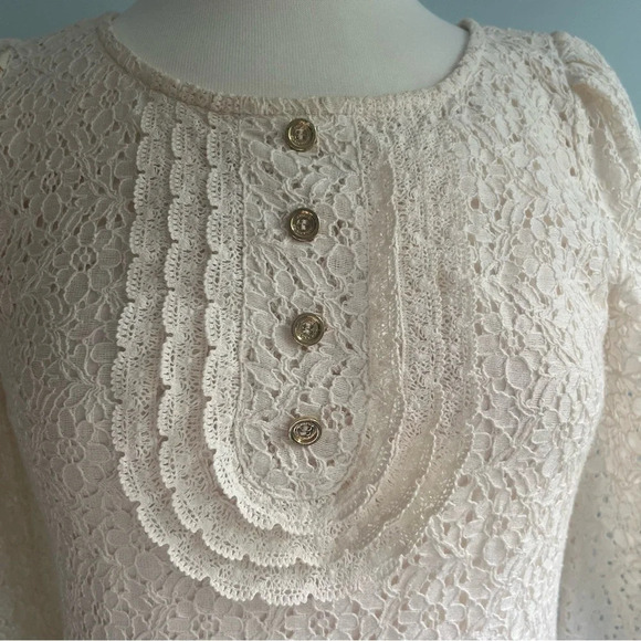 Juicy Couture Cream Lace Gold Button Shift Dress Size Medium - Picture 4 of 14